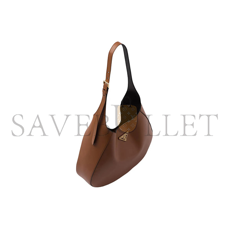 PRADA ENAMEL METAL TRIANGLE LOGO MAGNETIC CLOSURE LEATHER SHOULDER BAG 1BC181 (40*30*9cm)